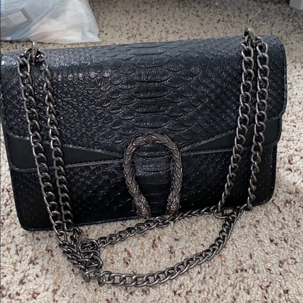 Black croc crossbody